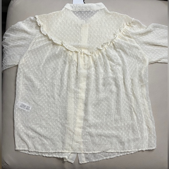 Zara Women’s Ruffled Swiss Dot Semi-Sheer Shirt - Size M - Picture 10 of 14